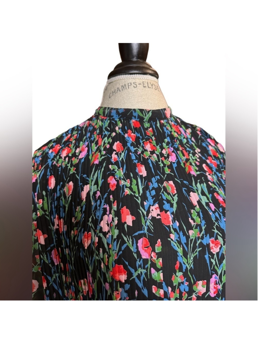 Zara Floral Longsleeves Pleated Flowy Fully Lined Summer Mini Dress Womens Small - Picture 6 of 10